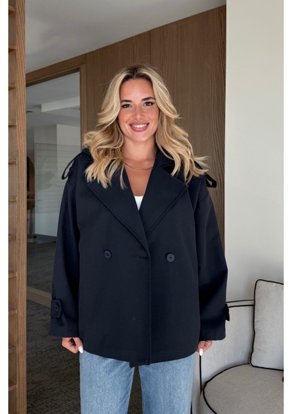 Lacivert Julia Kısa Trenç - 9609 modelleri