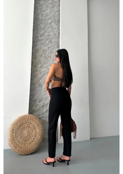 Mom Fit Enzim Taş Yıkama Jeans Pantolon Siyah D2006 modelleri