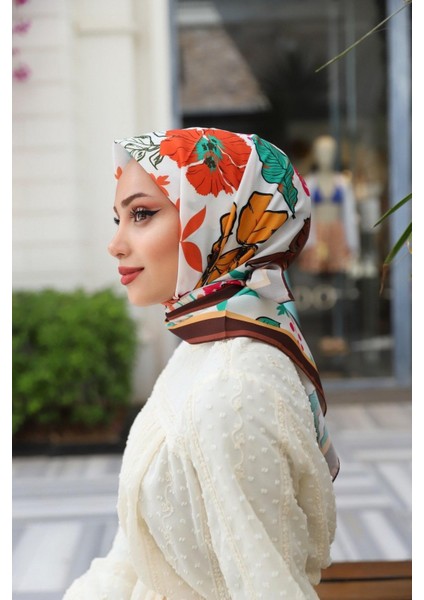 Rosa Desenli Eşarp Kahvrengi