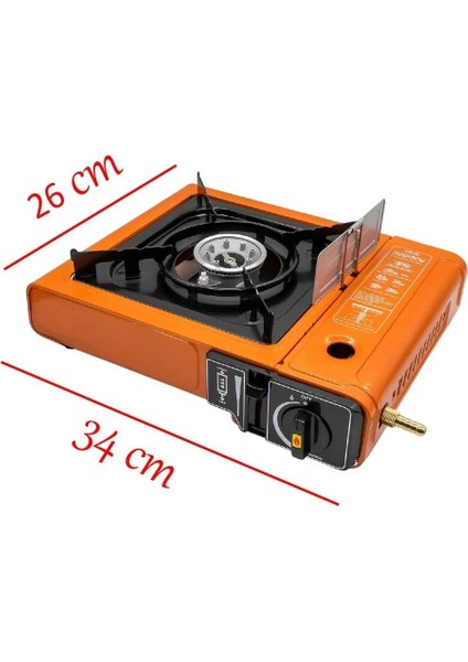 Portatif Taşınabilir Kamp Ocağı Tek Gözlü Turuncu Renk Kartuşlu Tüp Bağlantılı Gezi Piknik Ocak Mft. modelleri