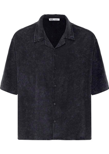 Yıkamalı Oversize Kısa Kol Gömlek Siyah fiyatları