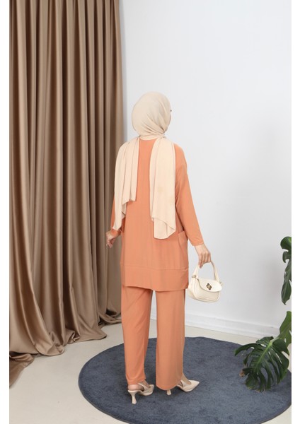 Yanları Cepli Sandy Pantolonlu Takım