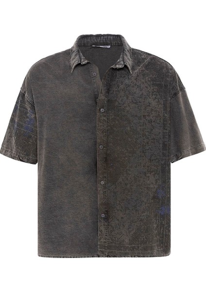 Yıkamalı Oversize Kısa Kol Tensel Gömlek Siyah fiyatları