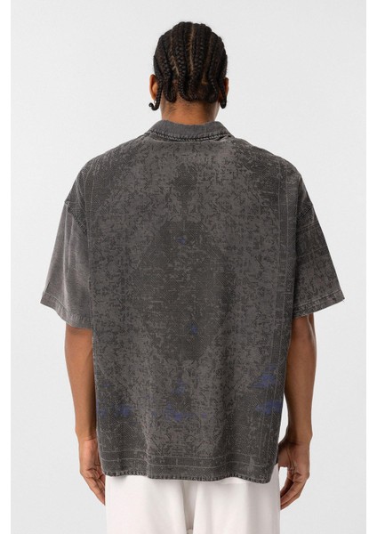 Yıkamalı Oversize Kısa Kol Tensel Gömlek Siyah indirimleri