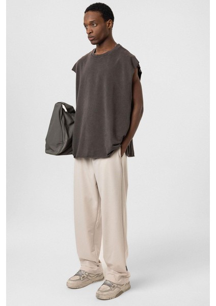 Basic Bel Lastikli Eşofman Alt Taş