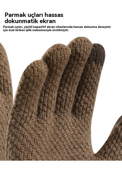 Kadife Ekstra Kalın Eldiven Isıtmalı Parçalı Dokunmatik Erkek Eldiveni (Yurt Dışından) modelleri