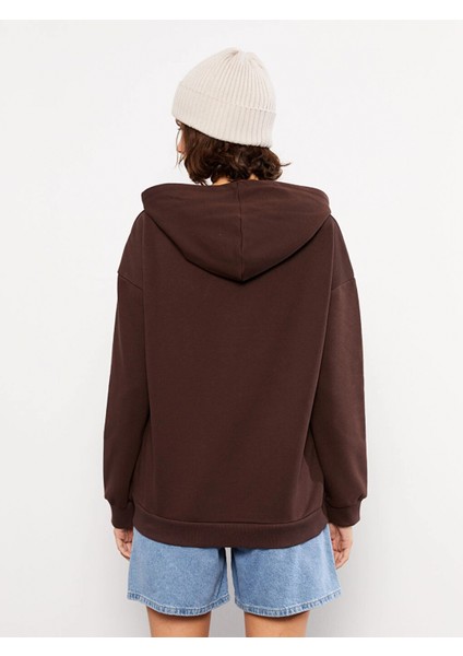 Lcw Vision Kahverengi Baskılı Kadın Kalın Hoodie indirimleri