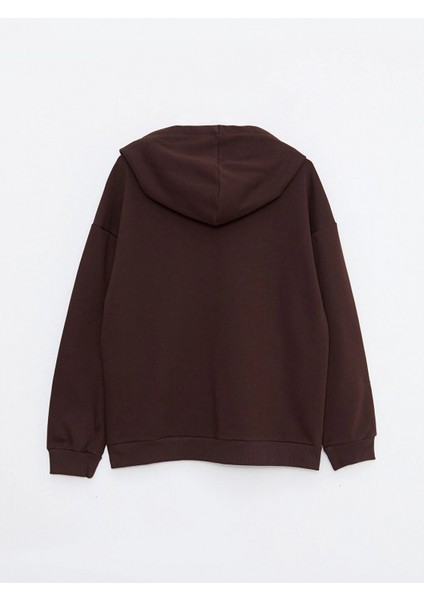 Lcw Vision Kahverengi Baskılı Kadın Kalın Hoodie