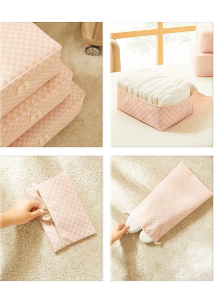 6'lı Pembe Dama Desen Pamuklu Bavul Içi Düzenleyici Set indirimleri