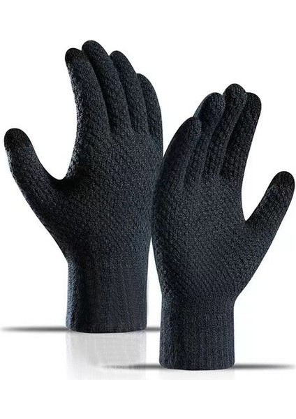 Kadife Ekstra Kalın Eldiven Isıtmalı Parçalı Dokunmatik Erkek Eldiveni (Yurt Dışından)
