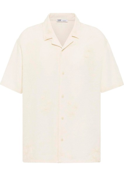 Oversize Nakış Detaylı Kısa Kol Gömlek Naturel fiyatları