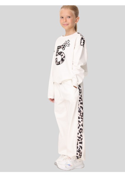 Kız Çocuk Leopar Takım 7-14 Yaş Ekru fiyatları