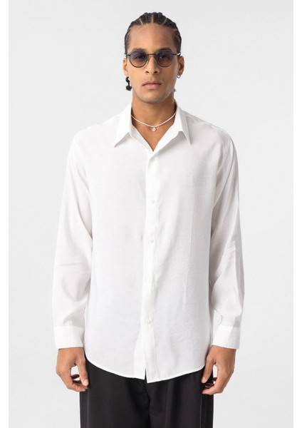 Oversize Modal Kumaş Gömlek Beyaz modelleri