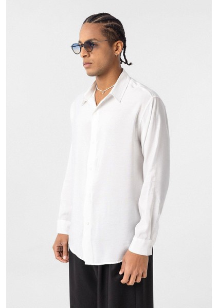 Oversize Modal Kumaş Gömlek Beyaz fırsatları
