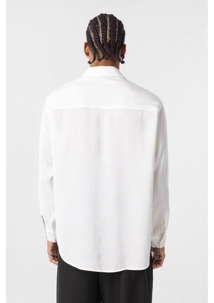 Oversize Modal Kumaş Gömlek Beyaz indirimleri