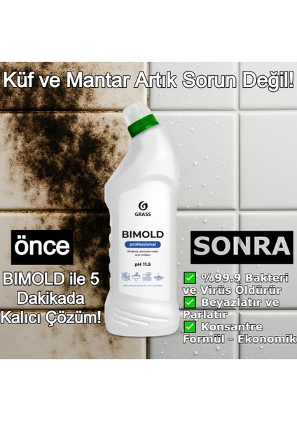 Bimold Küf ve Mantar Temizleyici Jel 750 ml | Profesyonel Beyazlatıcı | Havuz & Banyo & Fayans