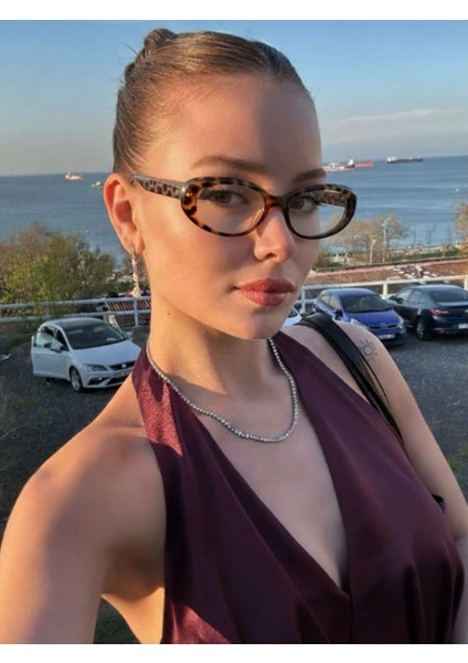 Leon Cat Eye Klasik Retro Leopar Popüler Mavi Işık Korumali Blue Block Şeffaf Gözlük