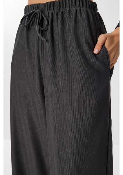 Geniş Paça Fitilli Örme Pantolon LMW0031 Antrasit fırsatları