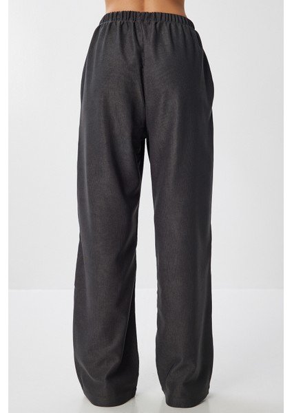 Geniş Paça Fitilli Örme Pantolon LMW0031 Antrasit indirimleri