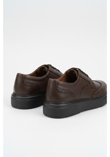 Kahverengi %100 Hakiki Deri Ultra Rahat Erkek Günlük Ayakkabı LUASS27AL0048