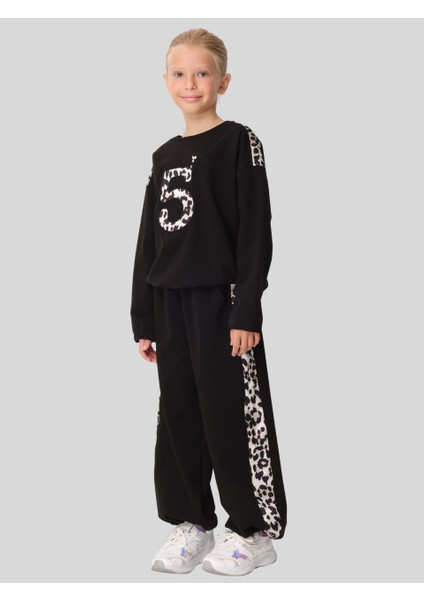 Kız Çocuk Leopar Takım 7-14 Yaş Siyah fiyatları