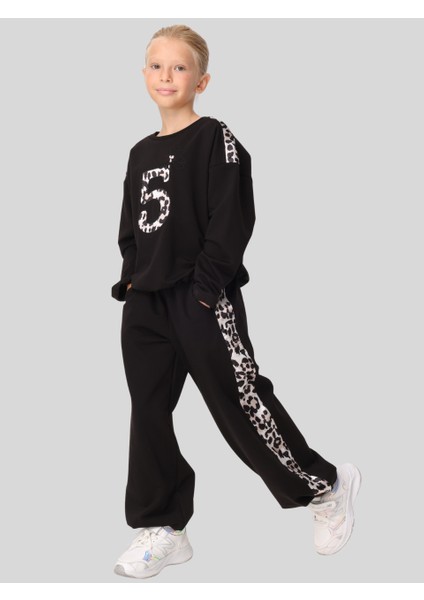Kız Çocuk Leopar Takım 7-14 Yaş Siyah modelleri