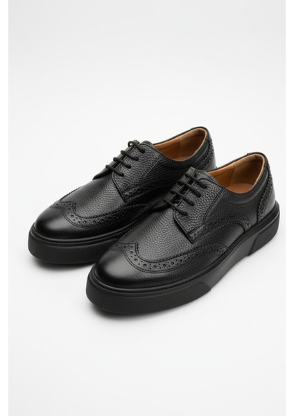 Siyah %100 Hakiki Deri Ultra Rahat Erkek Günlük Ayakkabı LUASS27AL0048