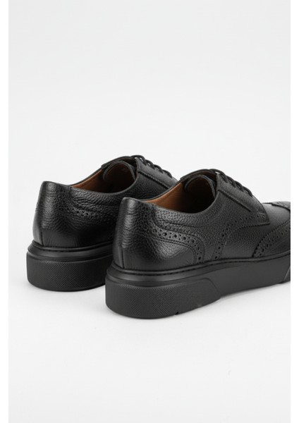 Siyah %100 Hakiki Deri Ultra Rahat Erkek Günlük Ayakkabı LUASS27AL0048