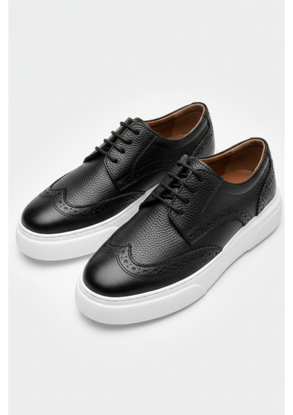 Siyah %100 Hakiki Deri Ultra Rahat Erkek Günlük Ayakkabı LUASS27AL0049