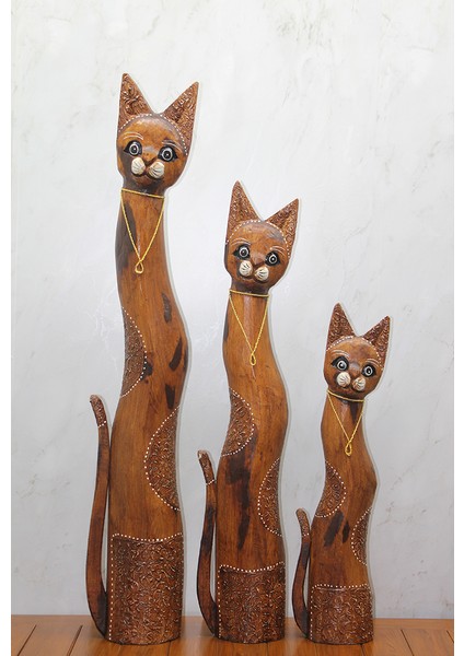 Ahşap 3'lü Kedi Seti 1 Metre Model 1