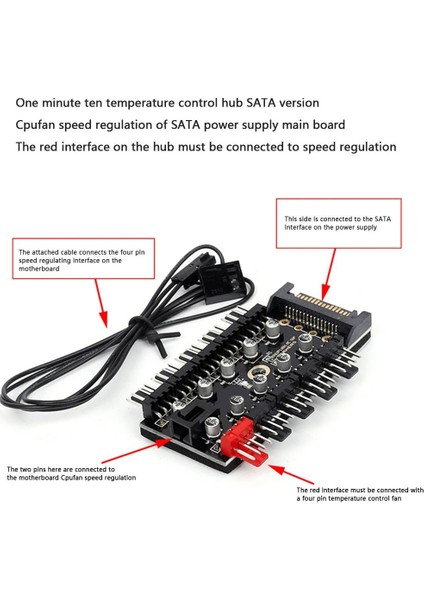 4988 10 Port Fan Power Sata Güç Switch Pwm Çoklayıcı