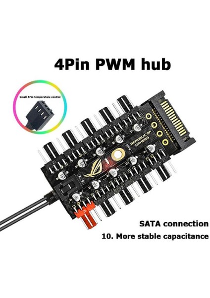 4988 10 Port Fan Power Sata Güç Switch Pwm Çoklayıcı