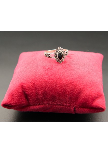 925 Ayar Kadın Gümüş Oltu Taşı Yüzük SY00026