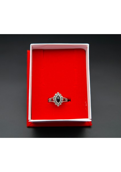 925 Ayar Kadın Gümüş Oltu Taşı Yüzük SY00026 fırsatları