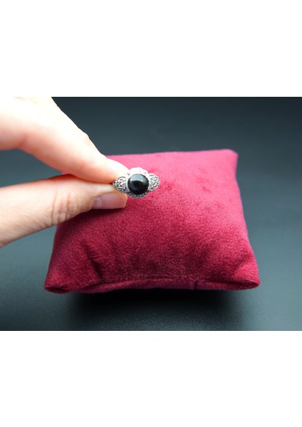 925 Ayar Kadın Gümüş Oltu Taşı Yüzük SY00029