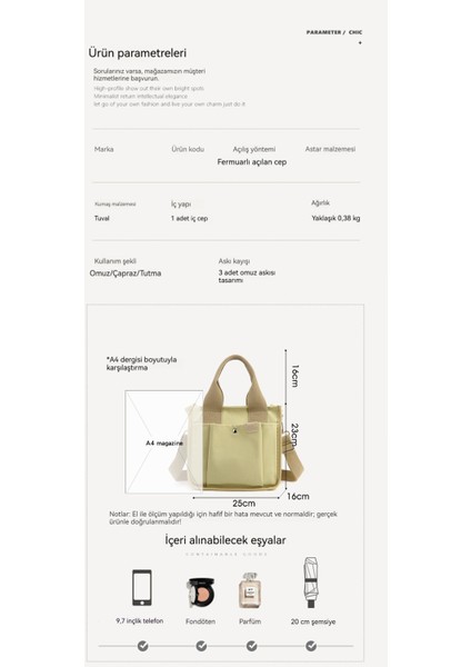 Kanvas Kadın El Crossbody Çantası (Yurt Dışından) fiyatları