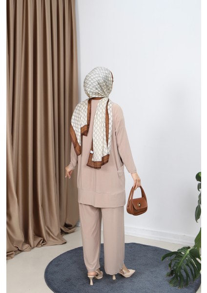 Yanları Cepli Sandy Pantolonlu Takım