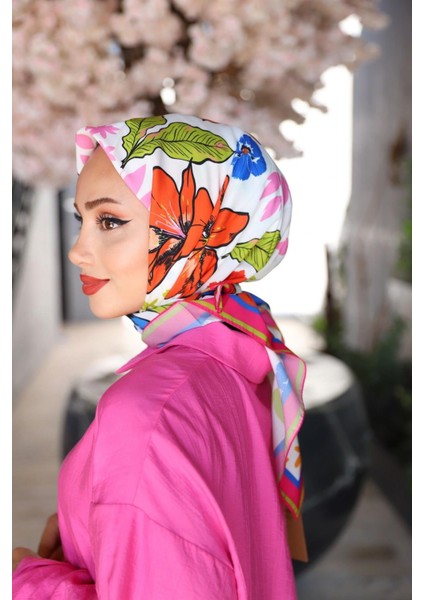 Rosa Desenli Eşarp Fuşya