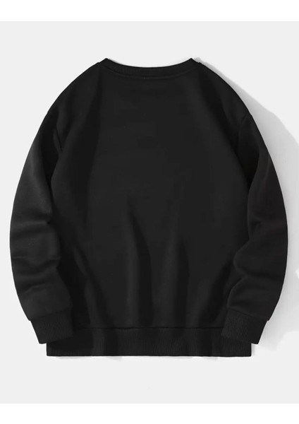 Simple Joy Baskılı Bisiklet Yaka Içi Polarlı Sweatshirt fiyatları