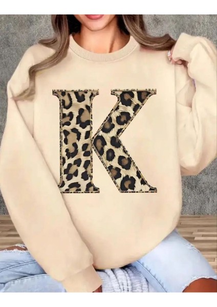 Baskılı Bisiklet Yaka Içi Polarlı Sweatshirt