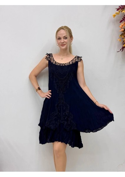 VL1207 Kolsuz Vual Mini Elbise Siyah fiyatları