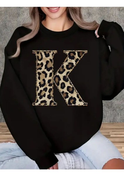 Baskılı Bisiklet Yaka Içi Polarlı Sweatshirt