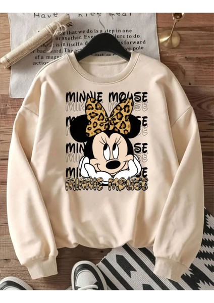 Baskılı Bisiklet Yaka Içi Polarlı Sweatshirt