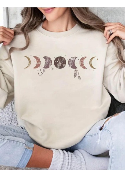 Baskılı Bisiklet Yaka Içi Polarlı Sweatshirt