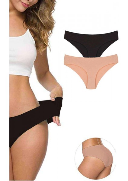 2 Adet Kadın Dikişsiz Lazer Kesim Esnek Iz Yapmayan Külot S2