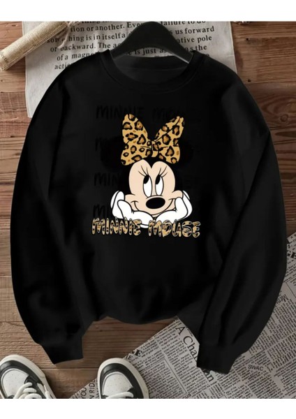 Baskılı Bisiklet Yaka Içi Polarlı Sweatshirt