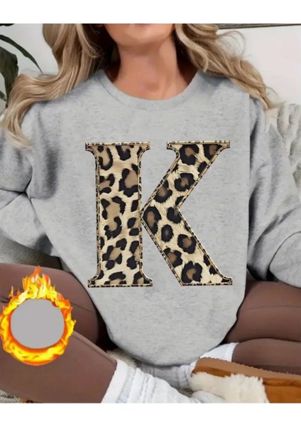 Baskılı Bisiklet Yaka Içi Polarlı Sweatshirt