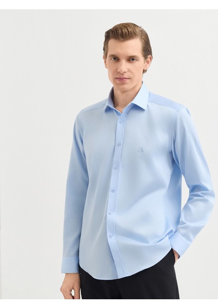 Erkek Slım Fıt Gömlek-Açık Mavi modelleri