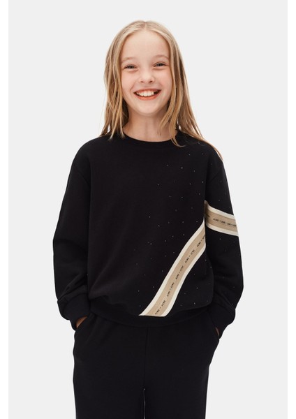 Kız Çocuk Şerit Detaylı Takım Takım 8-14 Yaş Siyah fiyatları