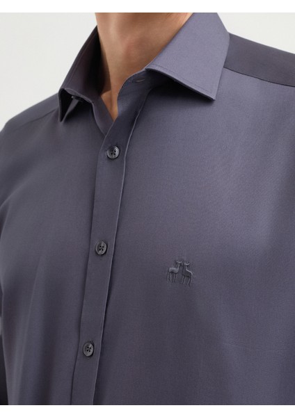 Erkek Slım Fıt Gömlek-Antrasit fırsatları